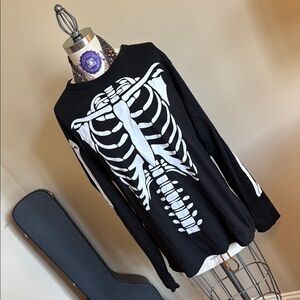 Denim & Flower Black and White Skeleton Graphic Shirt